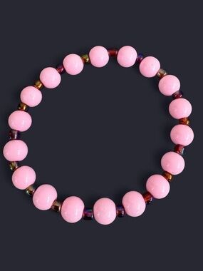 Pink Berry Glass Bead Bracelet